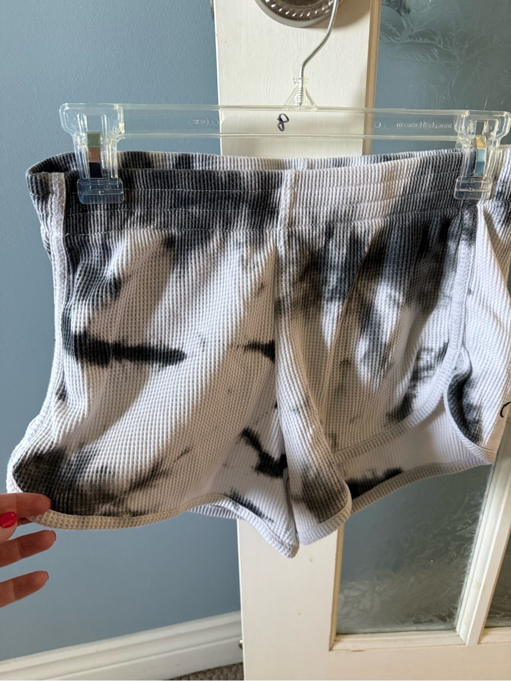 Tie-Dye Waffle Knit Lounge Shorts in Black and White